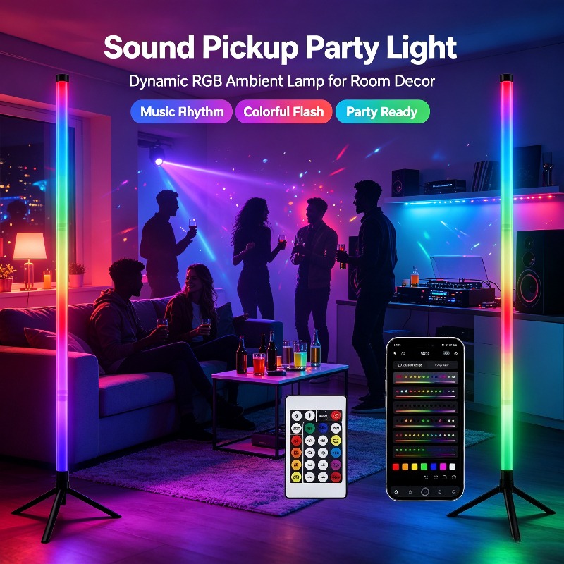 Esports Gaming Setup - 120CM RGB Corner Floor Lamp, Sound
