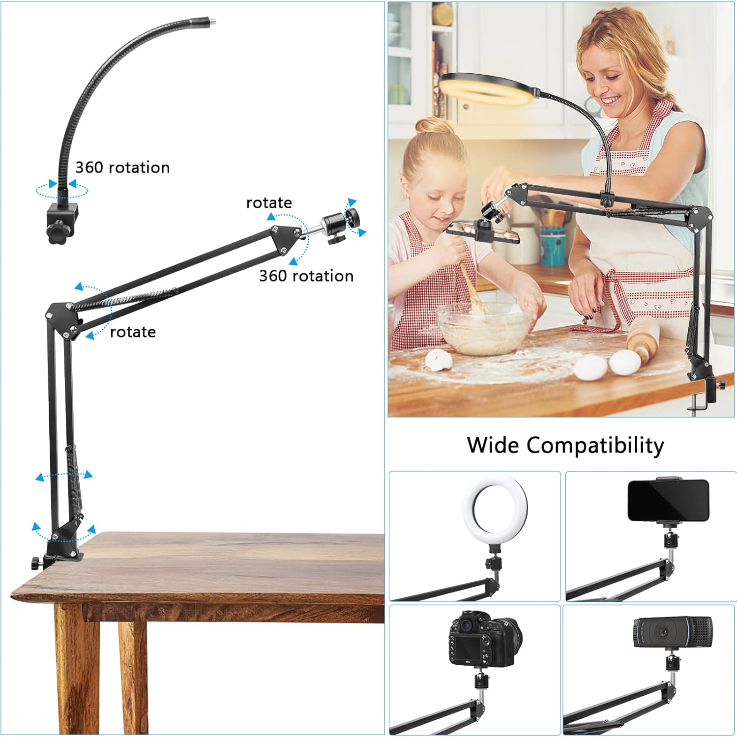 Ring Light with Stand and Phon - Webcam Ring Light review and price