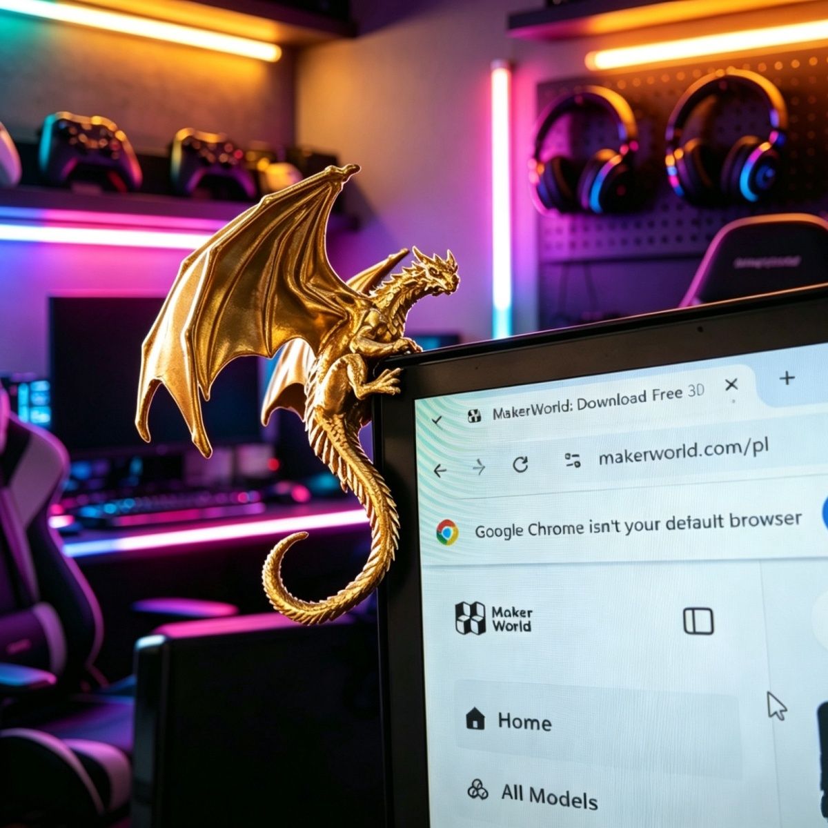 Cool Dragon Lying Figure Monit - Esports Gaming Setup review and price